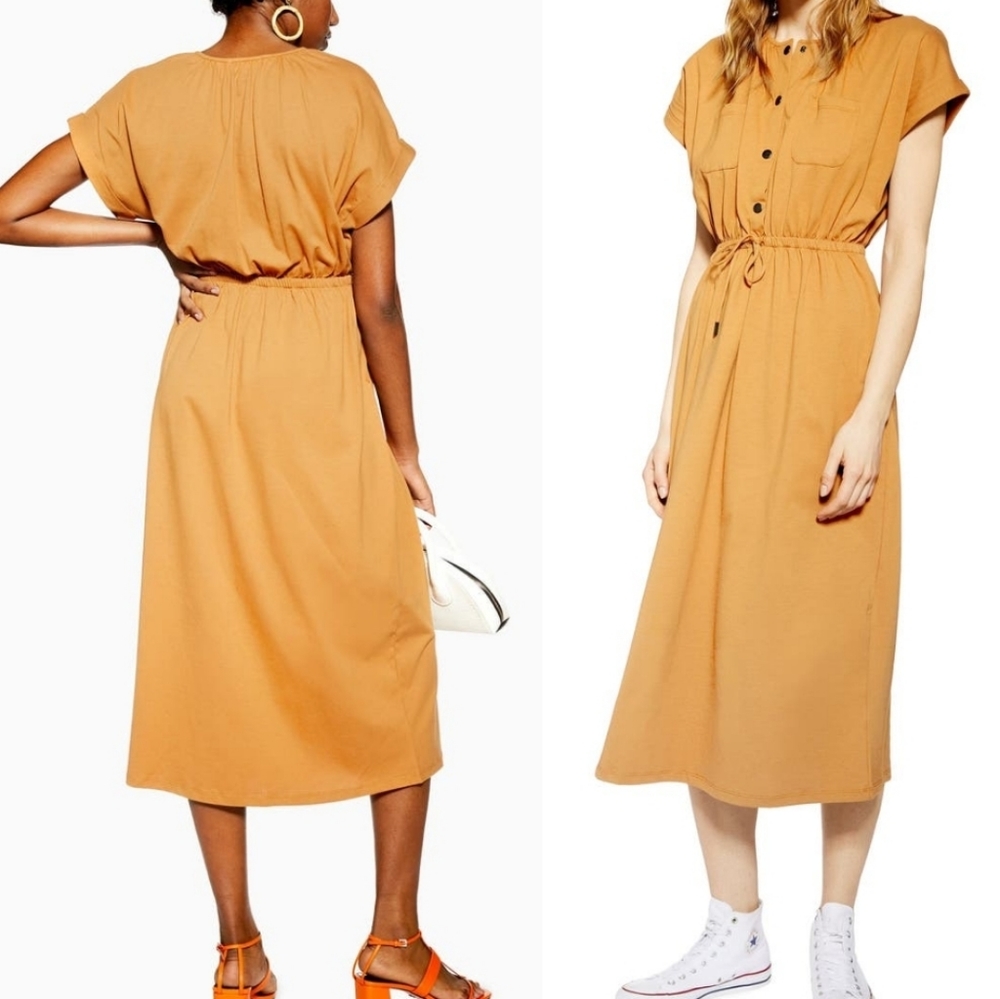 TOPSHOP Popper Midi Dress